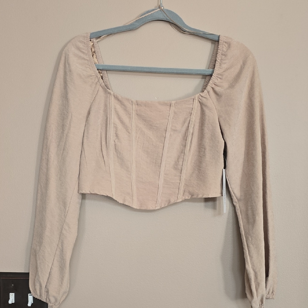 Women's Beige Long Sleeve Top